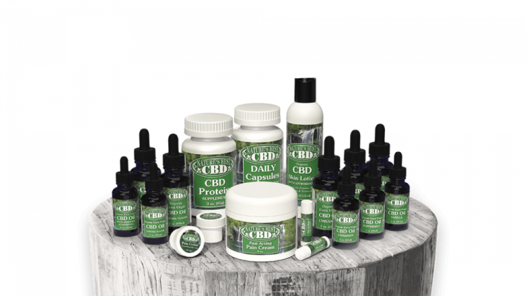 Natures Best CBD Products on Wood Display3 1024x576 1 768x432